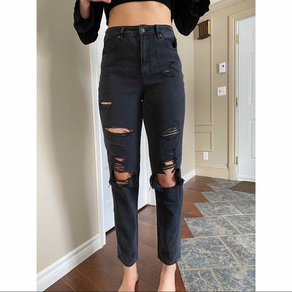 American Eagle Outfitters Denim - American eagle, black ripped mom jeans